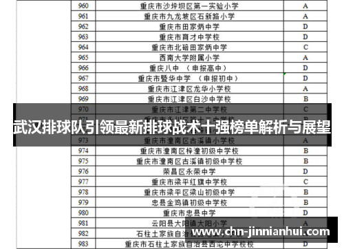 武汉排球队引领最新排球战术十强榜单解析与展望